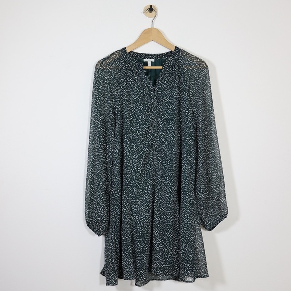 Joie Womens Green Speckled Print Mini Dress Size M Long Sleeve Fall Photo Shoot - Picture 2 of 14